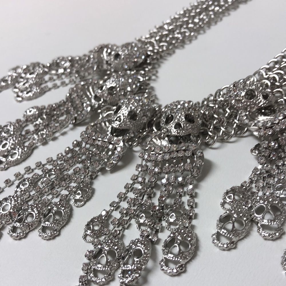 Hprhinestone Dangling Skull On Chain Statement Ne… - image 6